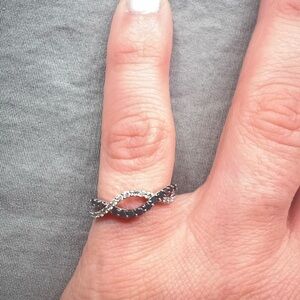 10k White Gold Black and White Diamond Ring